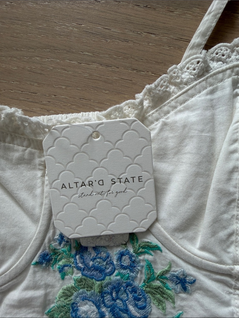 Embroidered White Floral Bustier corset alter’d state Crop Top - Picture 2 of 7